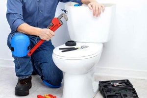 Plumber Repairing Toilet